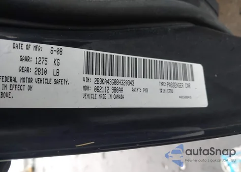 2008 Dodge Charger z USA, uszkodzony, nr VIN 2B3KA43G88H320343